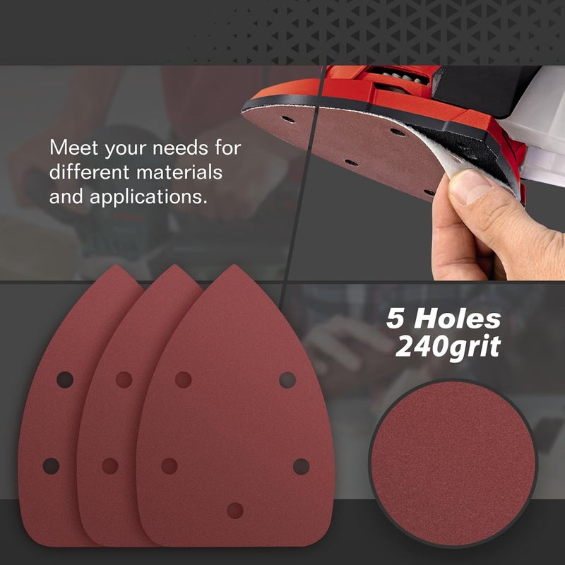 LOLOLE 50PCS Mouse Detail Sander Sandpaper, 240 Grits Triangle Sanding Pads, 5 Holes Sanding Sheets Sandpaper Assortment, Sander Pads Sander Paper Mouse Sand Paper for Sanding Polishing - Image 4